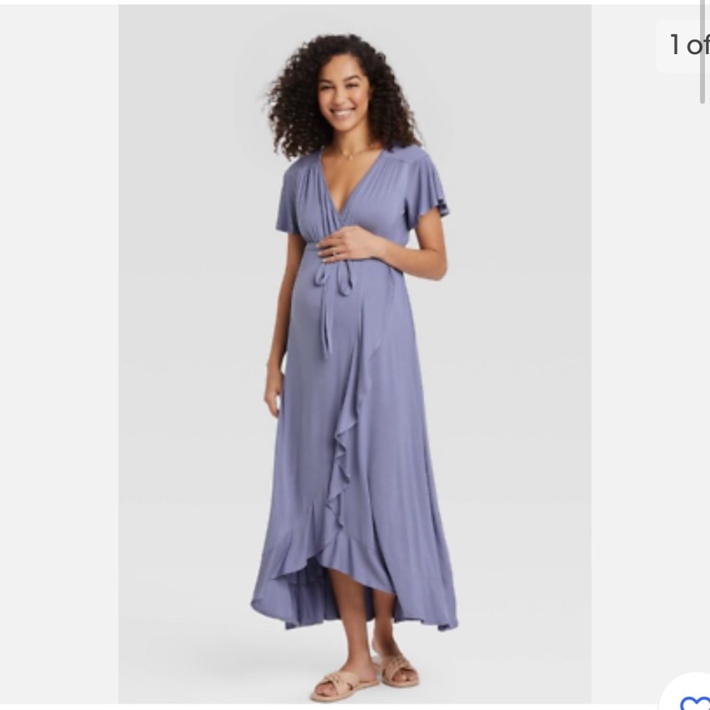 Isabel Maternity Flutter Short Sleeve Knit Maternity Dress, size L